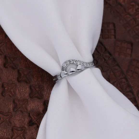 Silver Swirl Heart Crystal Ring - Image 4