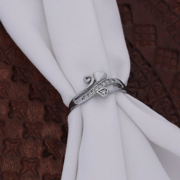 Silver Leaf Swirl Crystal Ring - Image 3