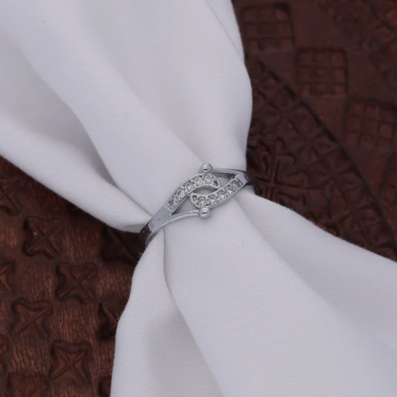 Silver Wave Crystal Ring - Image 4