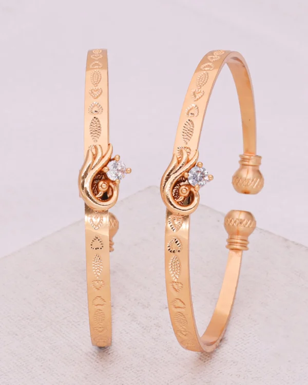 Golden Paisley Blossom Bangle Pair