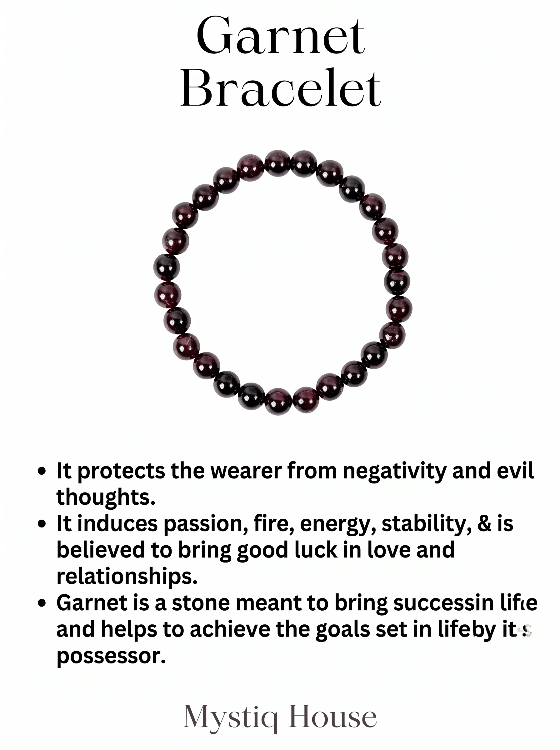 Natural Garnet Gemstone Beaded Bracelet - Image 5
