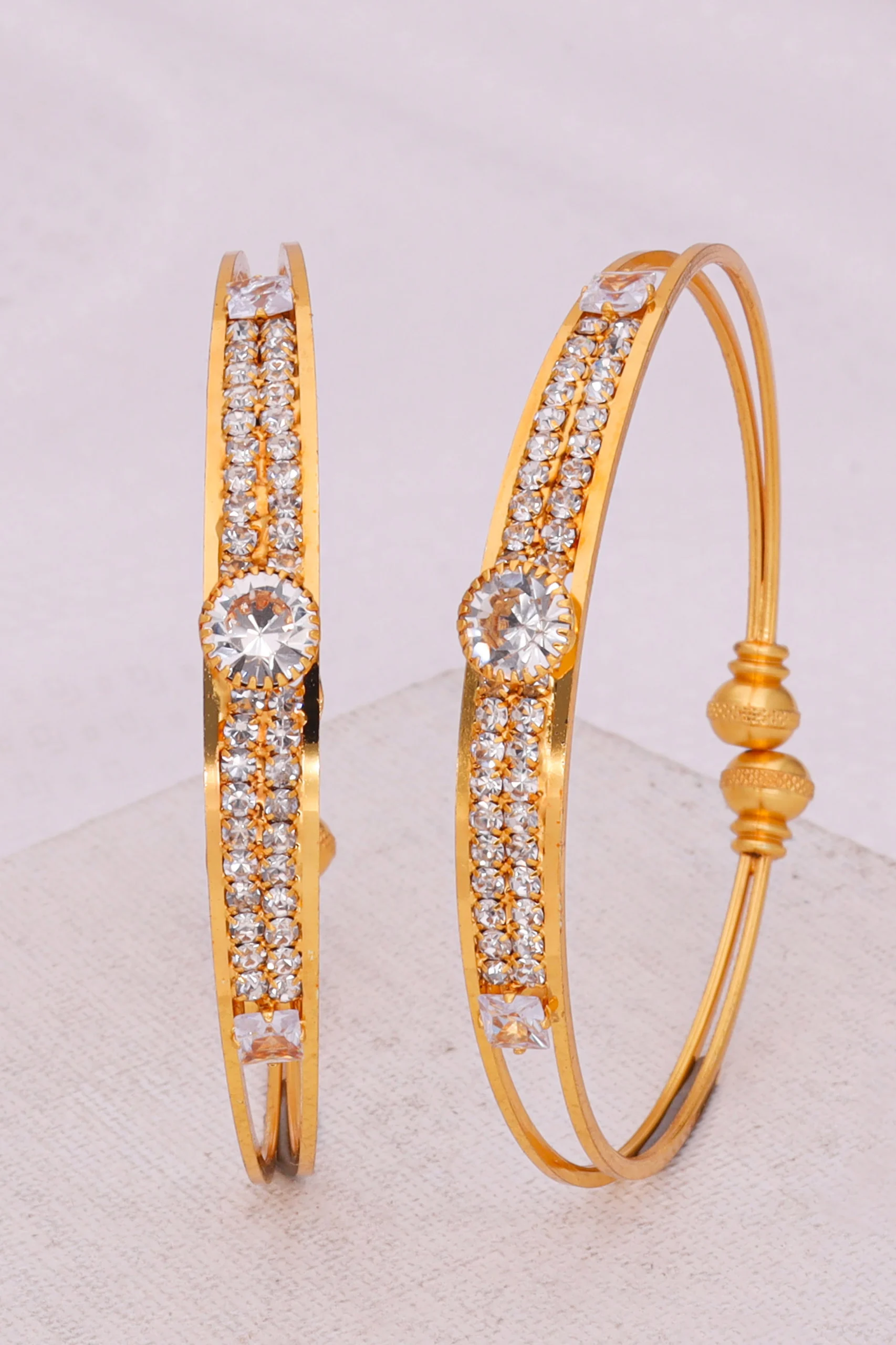 Golden Crystal Elegance Bangle Pair - Image 3