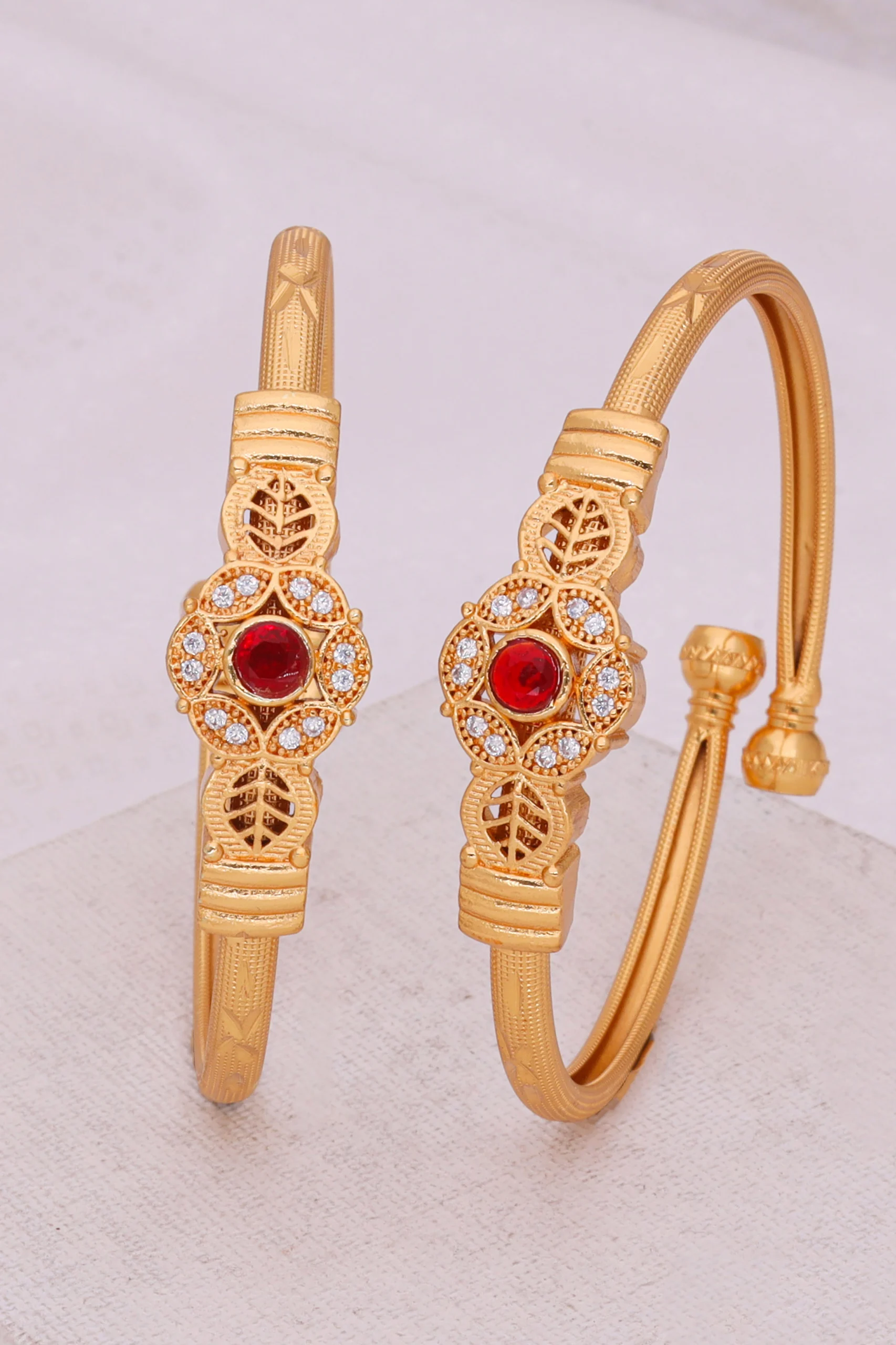 Golden Ruby Halo Heritage Bangles - Image 2