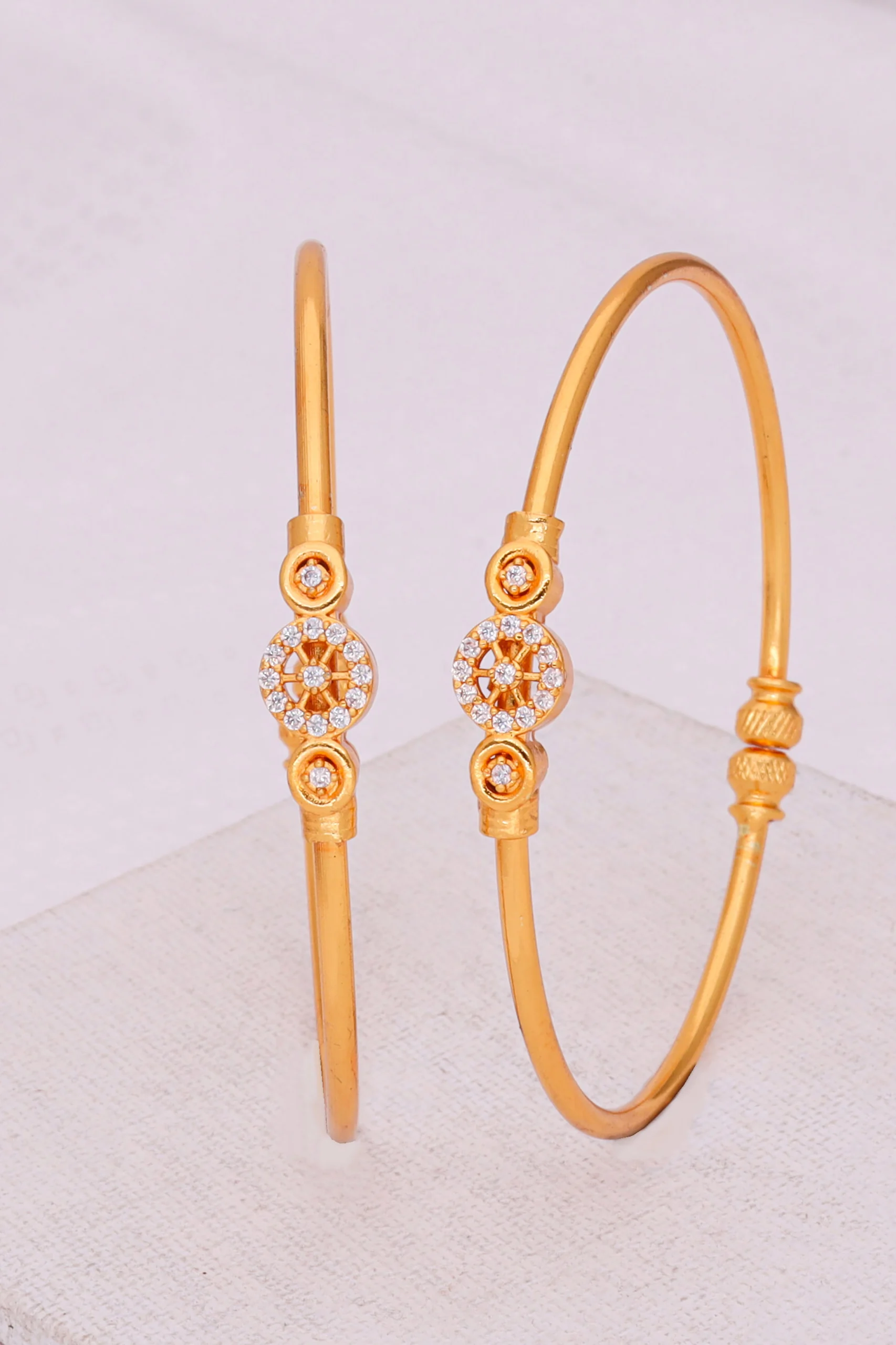 Golden Crystal Flower Charm Bangles - Image 3