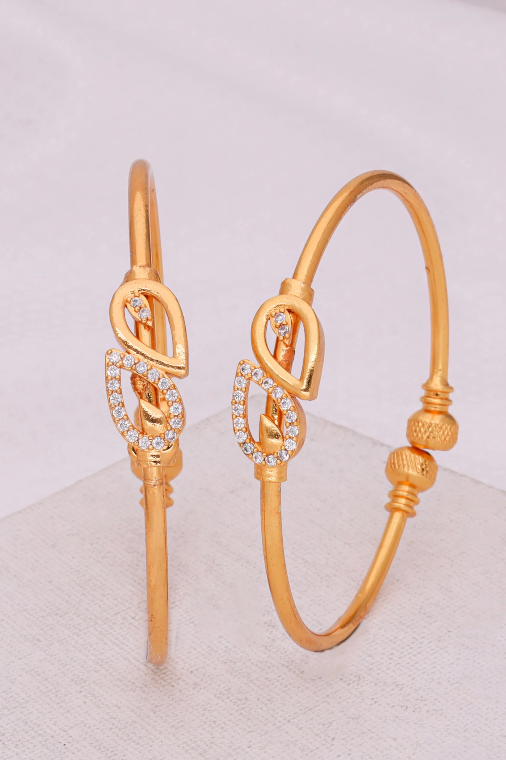 Golden Crystal Leaf Charm Bangles - Image 5