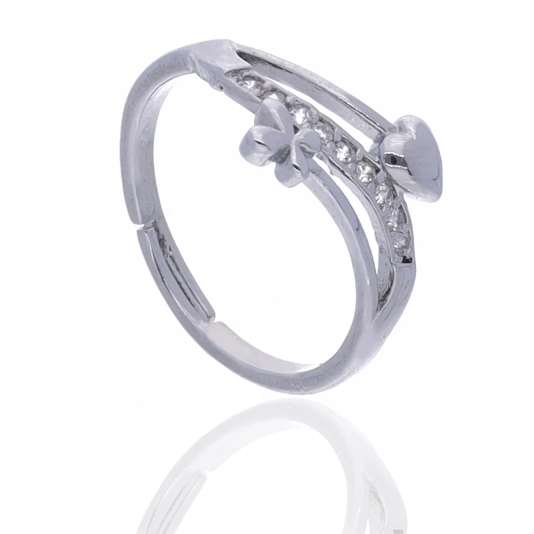 Silver Floral Heart Ring - Image 4