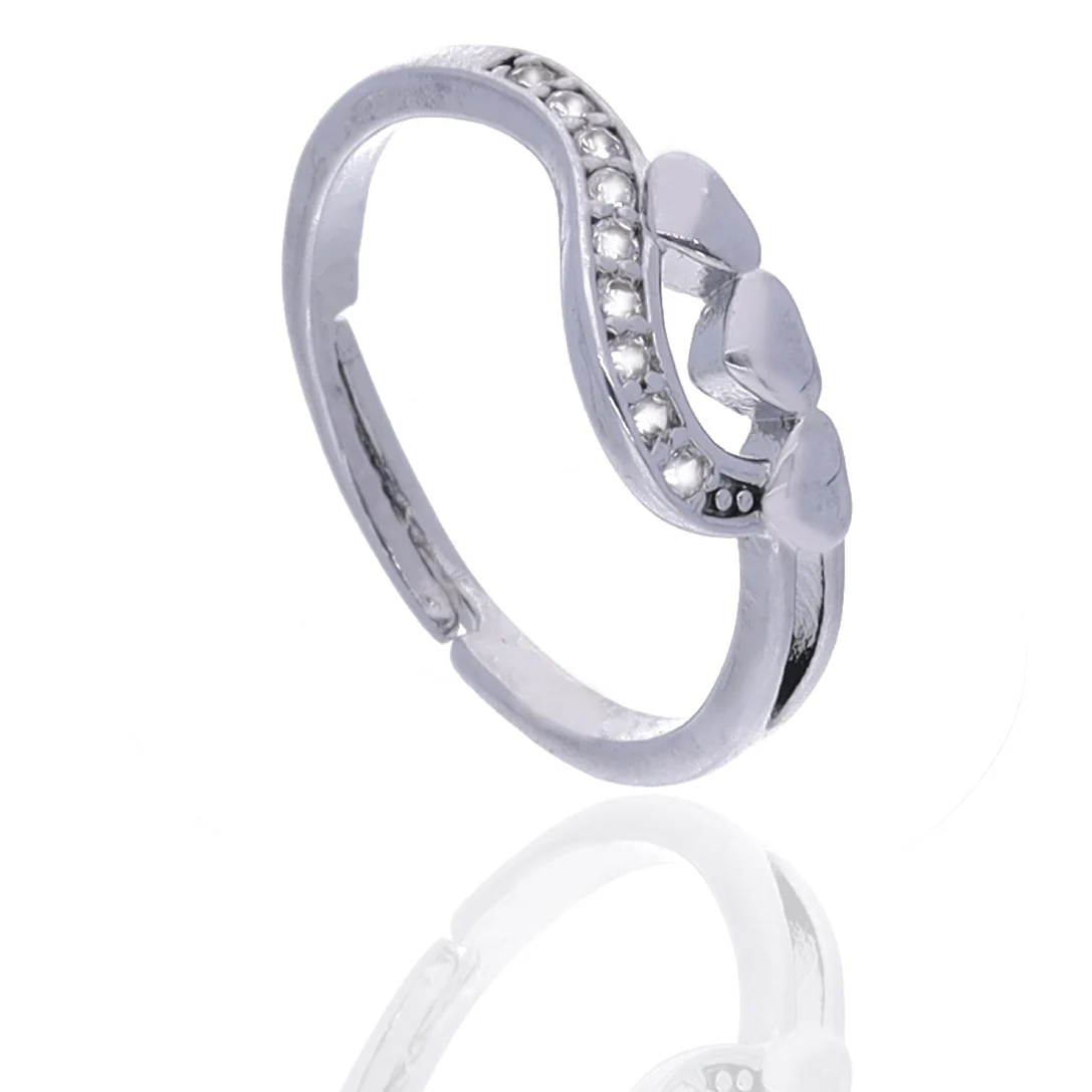 Silver Swirl Heart Crystal Ring - Image 3