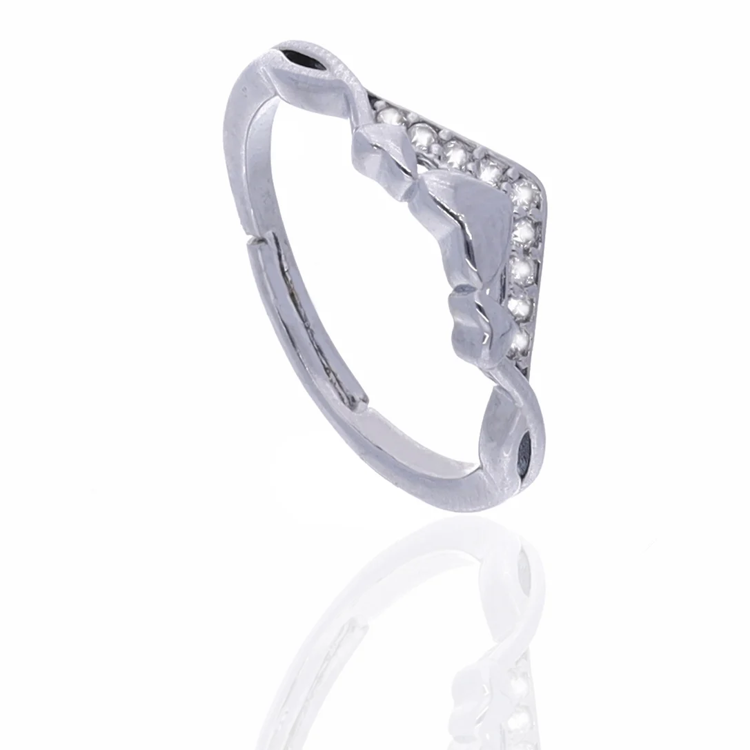 Silver Geometric Wave Ring - Image 3