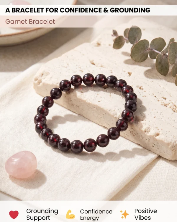 Natural Garnet Gemstone Beaded Bracelet