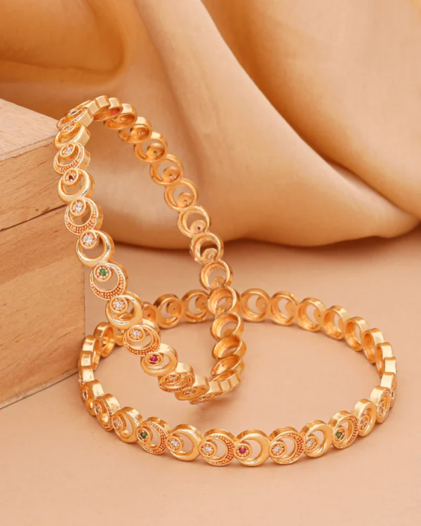 Golden Spiral Gem Bangle Pair