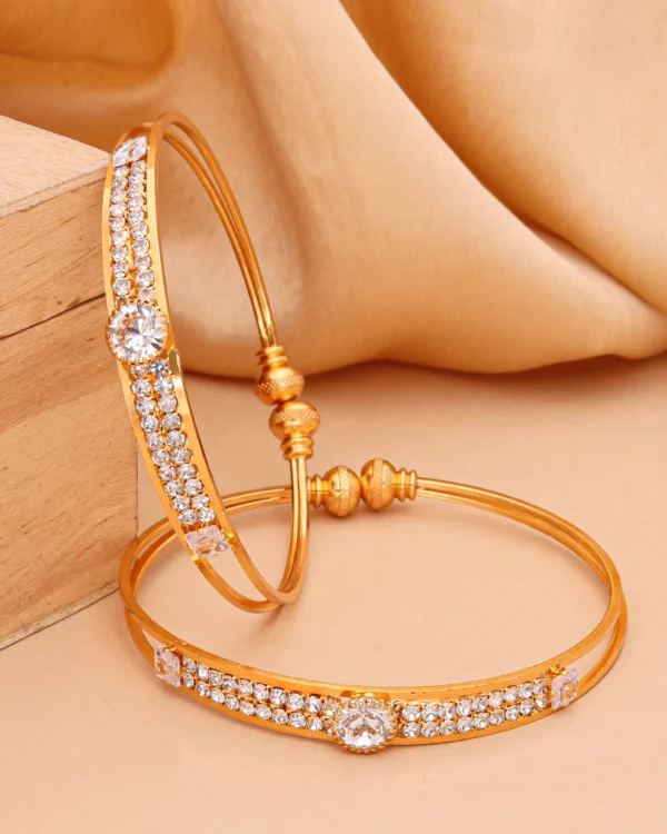 Golden Crystal Elegance Bangle Pair