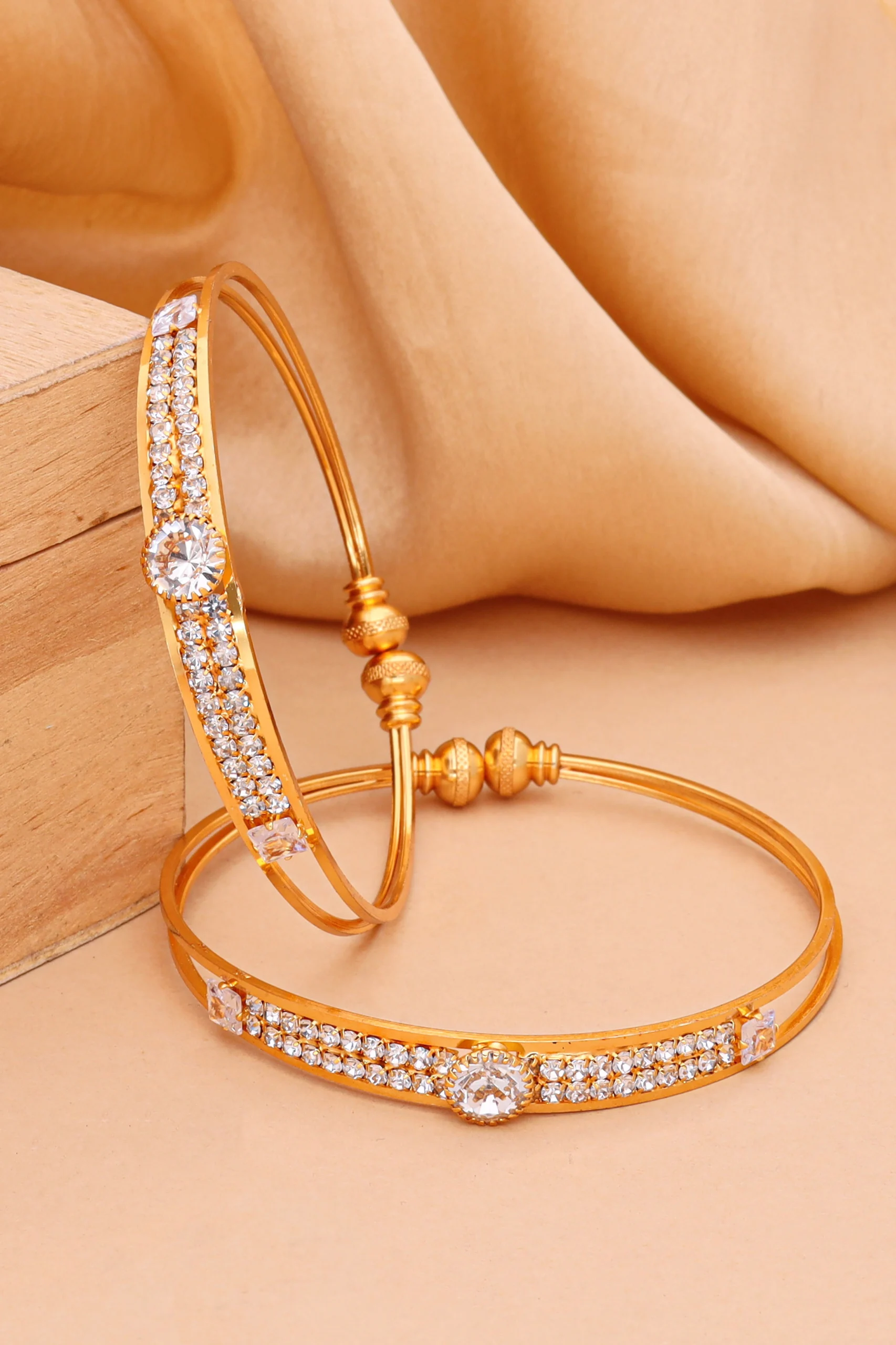 Golden Crystal Elegance Bangle Pair