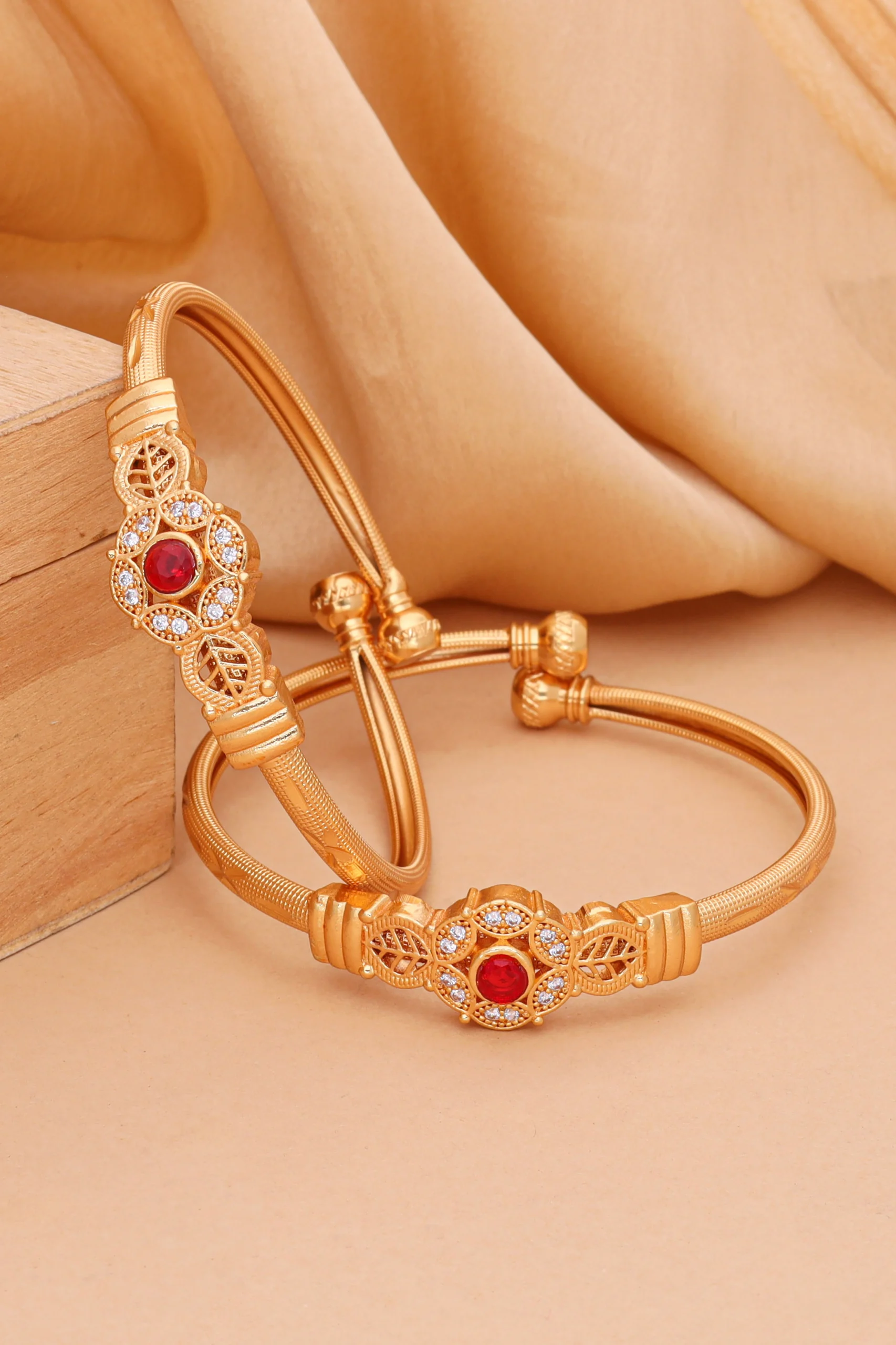 Golden Ruby Halo Heritage Bangles