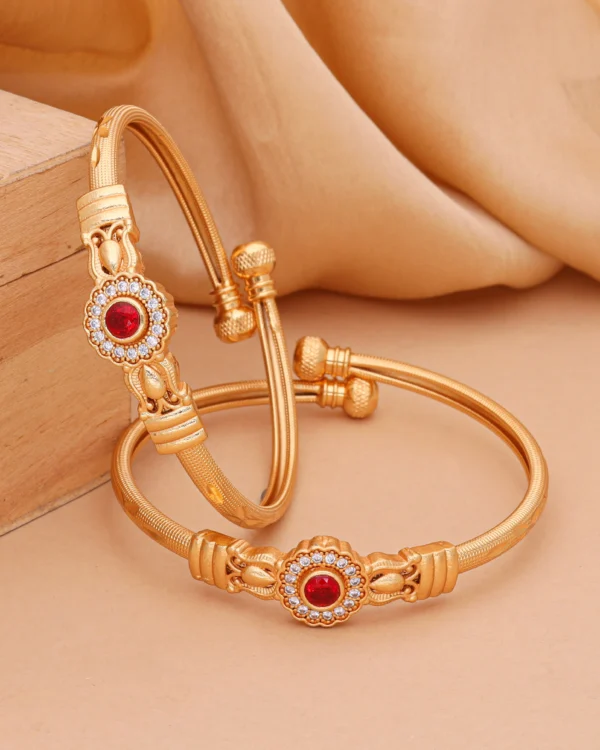 Golden Ruby Crown Halo Bangles