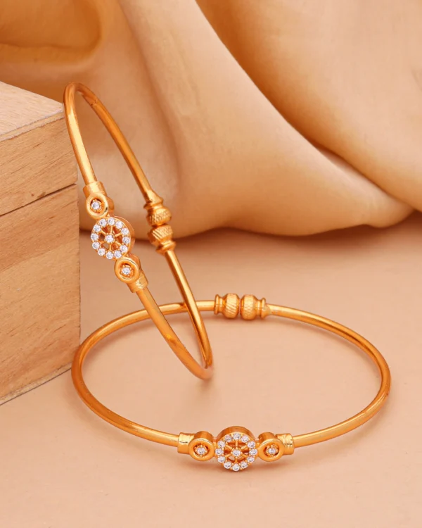 Golden Crystal Flower Charm Bangles