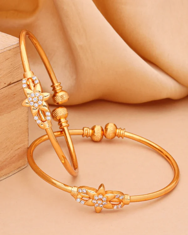 Golden Crystal Floral Charm Bangles