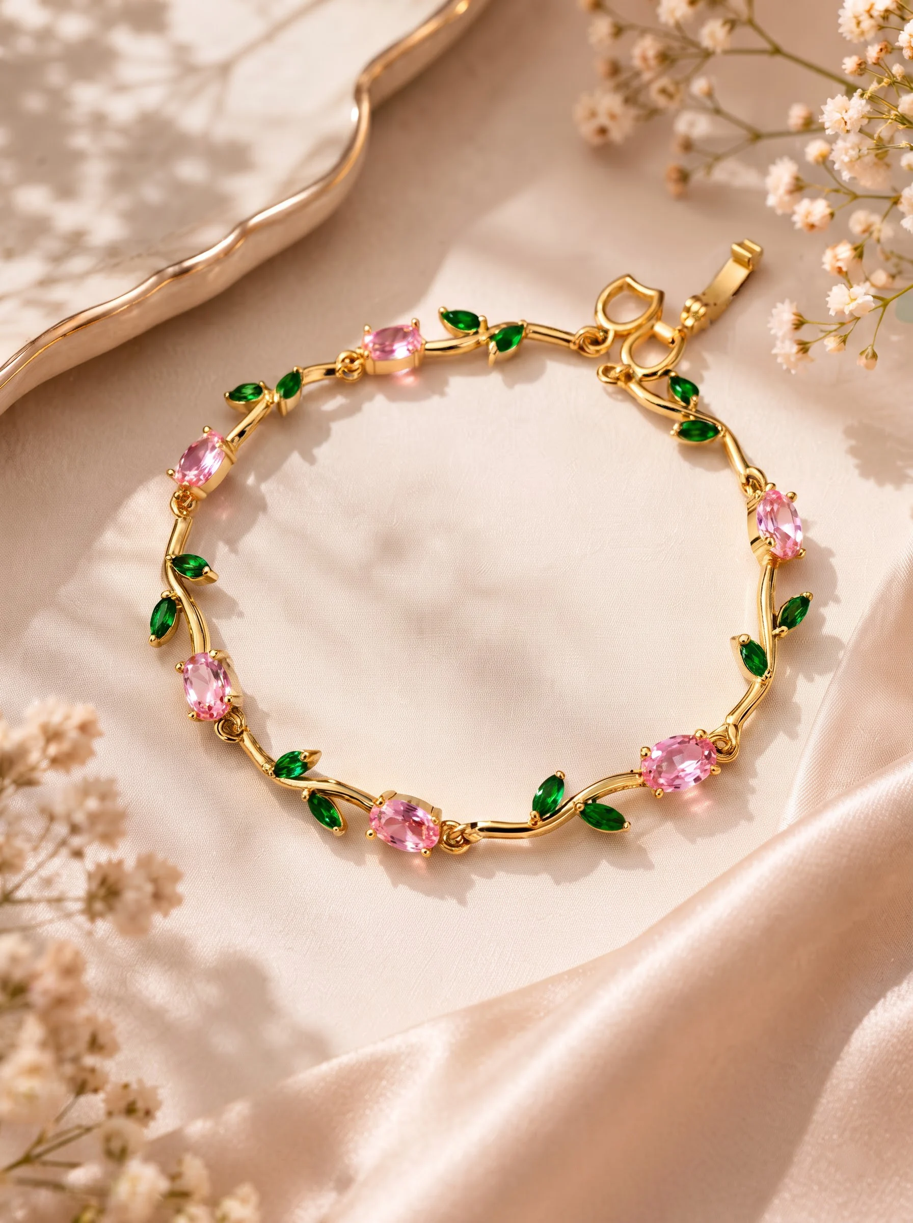 Pink Emerald Vine Bracelet - Image 5