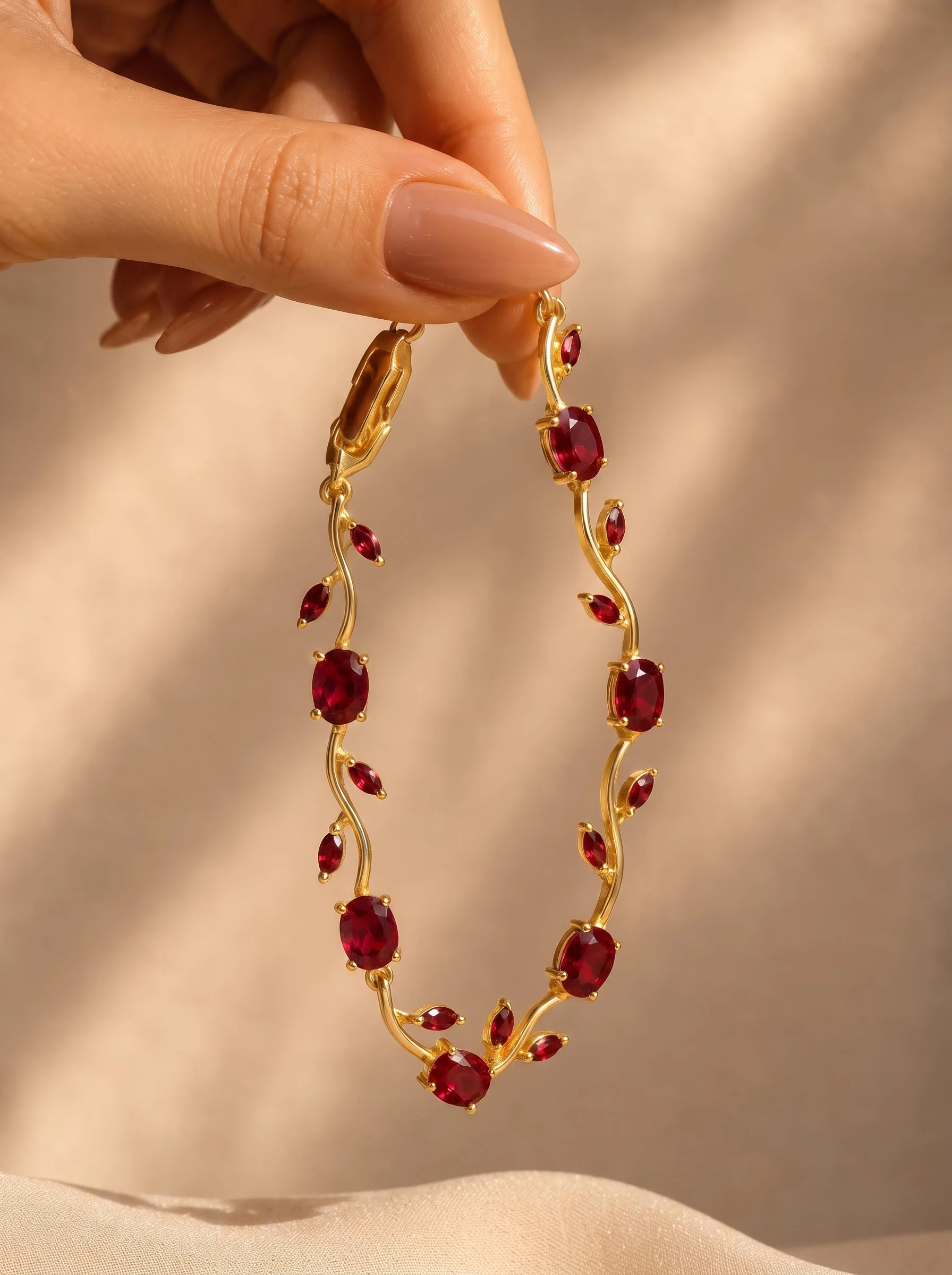 Ruby Red Floral Vine Bracelet - Image 2