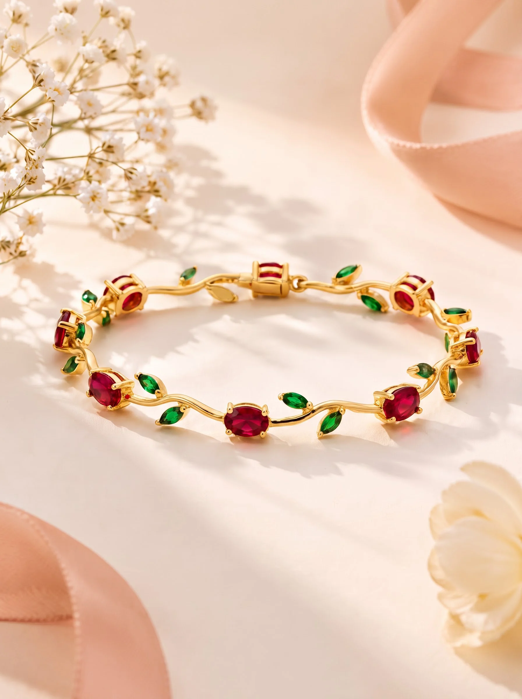 Ruby Emerald Vine Bracelet - Image 5