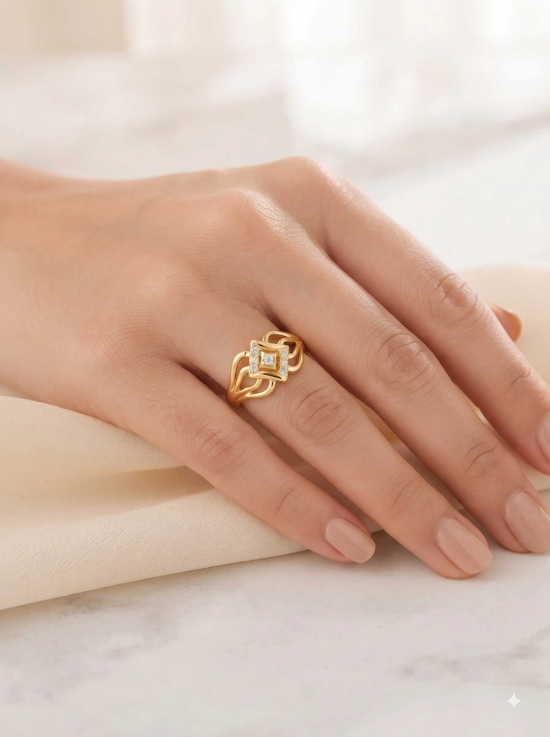 Crystal Knot Gold Ring - Image 3