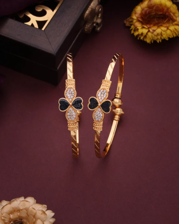 Golden Black Butterfly Bangle Pair