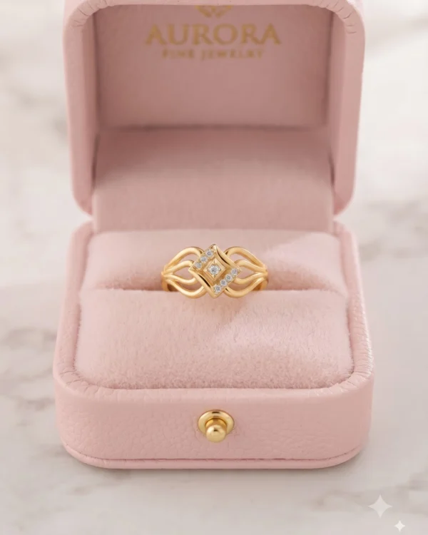 Crystal Knot Gold Ring