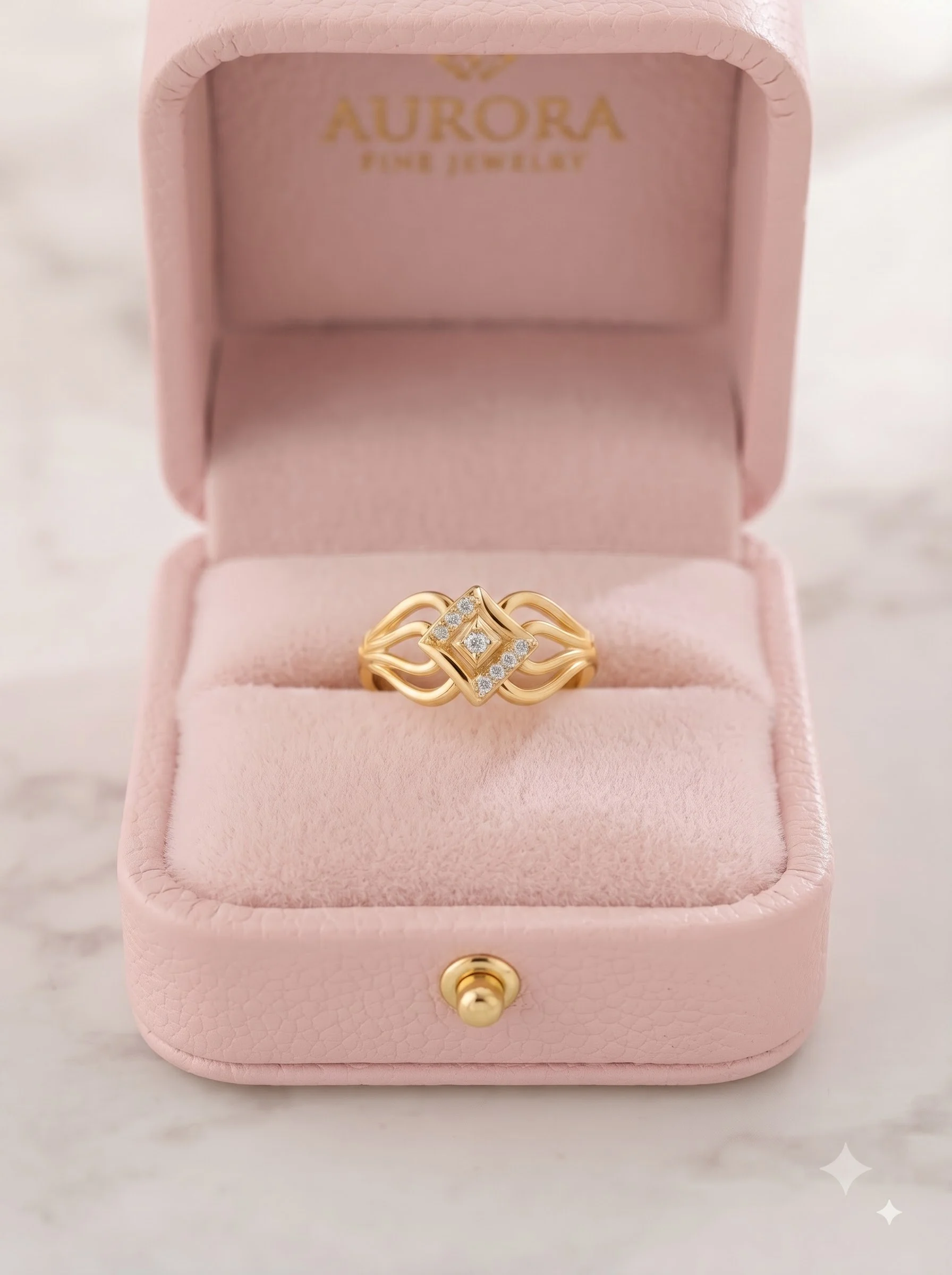 Crystal Knot Gold Ring