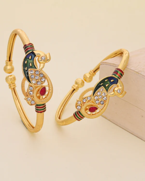 Golden Royal Peacock Bangle Pair