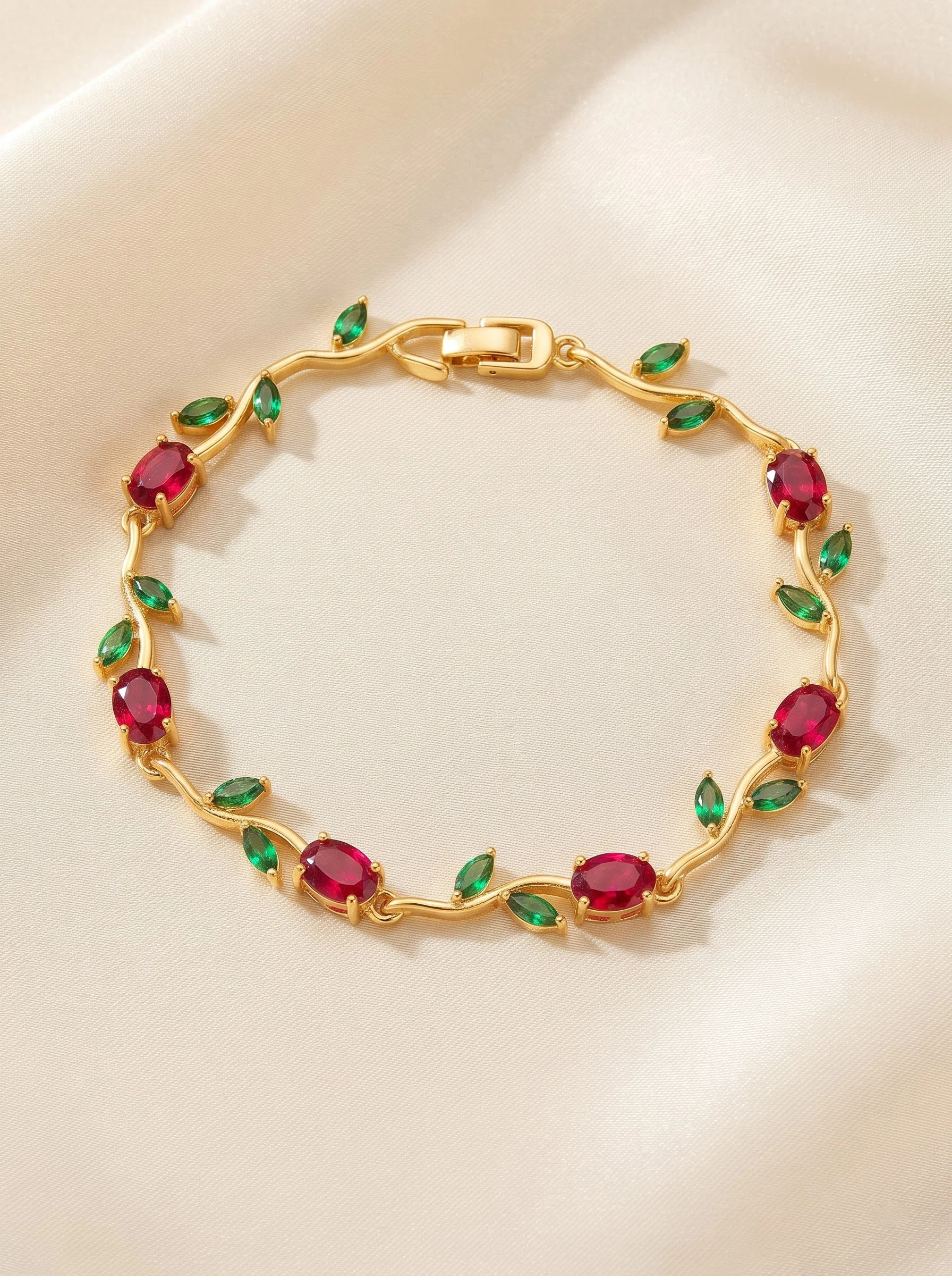Ruby Emerald Vine Bracelet - Image 3