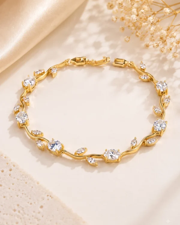 Crystal Leaf Gold Bracelet