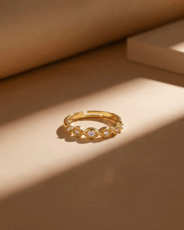 Crystal Leaf Gold Ring