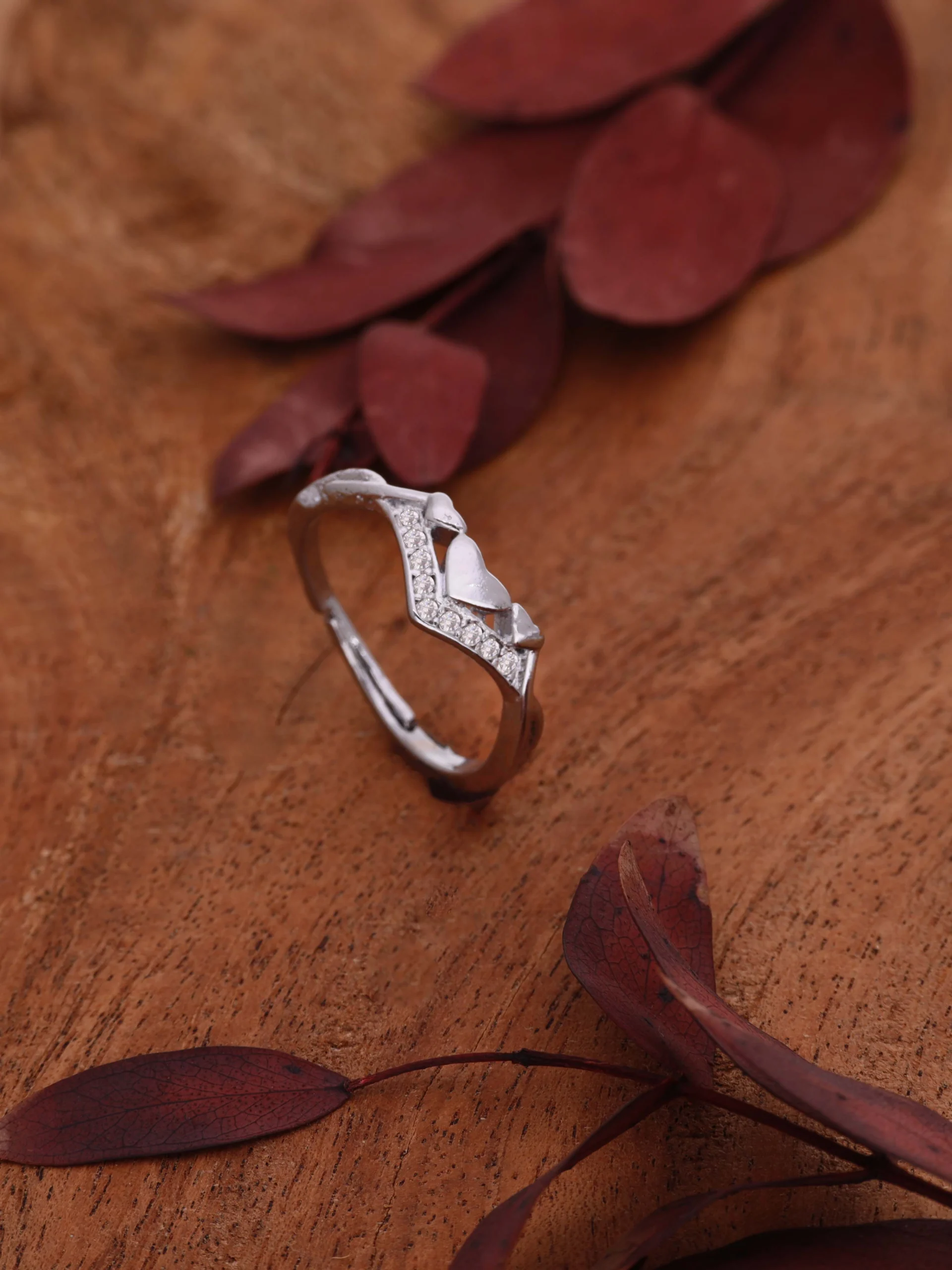 Silver Geometric Wave Ring - Image 2