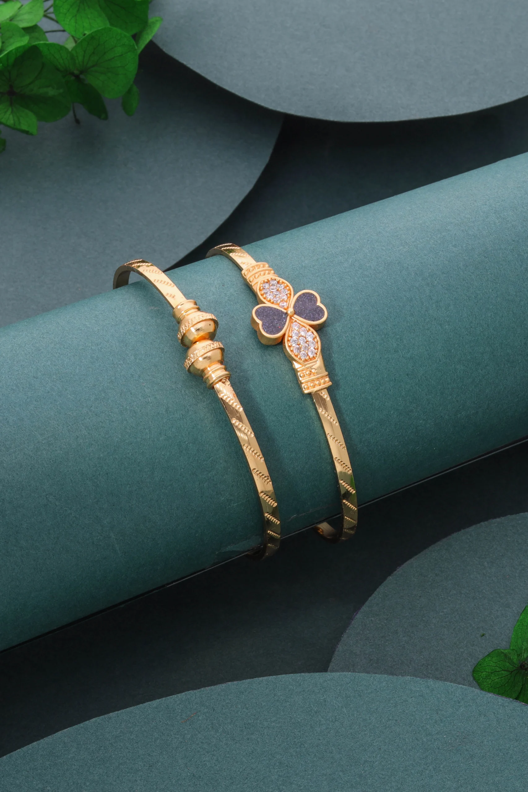 Golden Black Butterfly Bangle Pair - Image 3