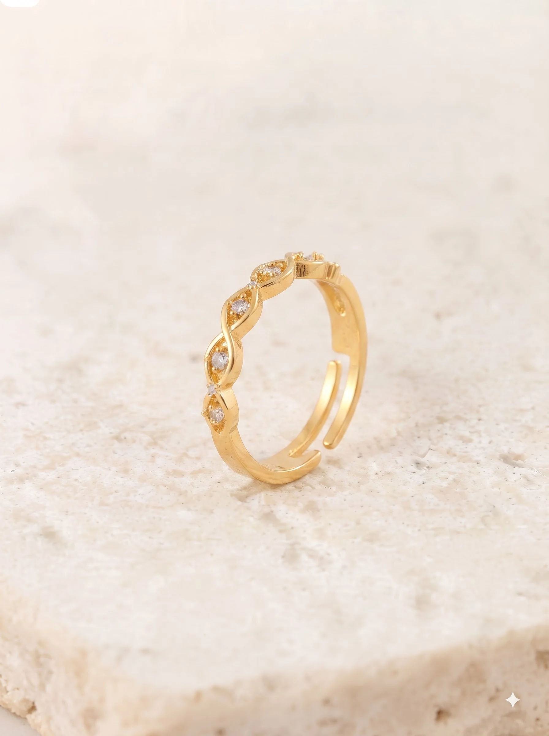 Crystal Leaf Gold Ring - Image 4