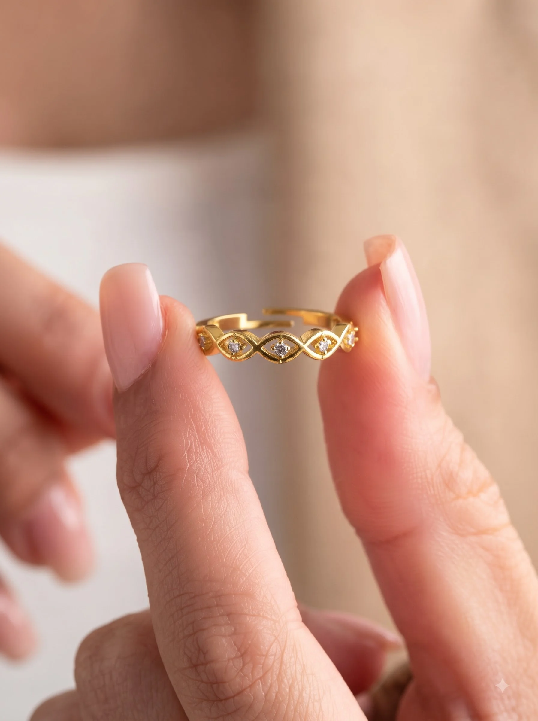 Crystal Leaf Gold Ring - Image 3