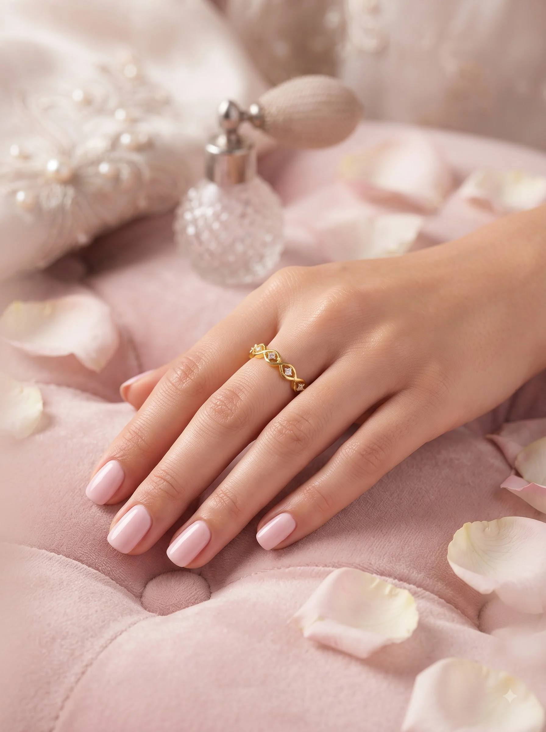 Crystal Leaf Gold Ring - Image 2