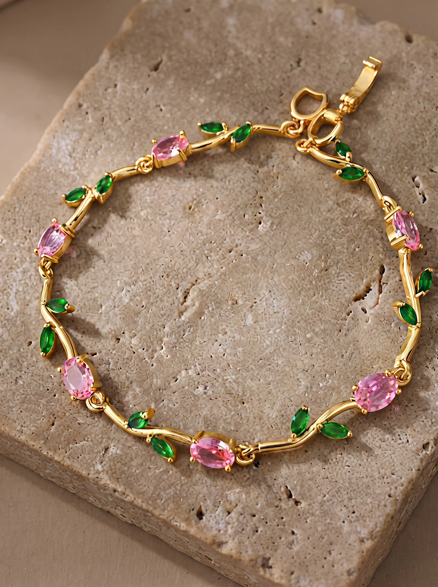 Pink Emerald Vine Bracelet - Image 4