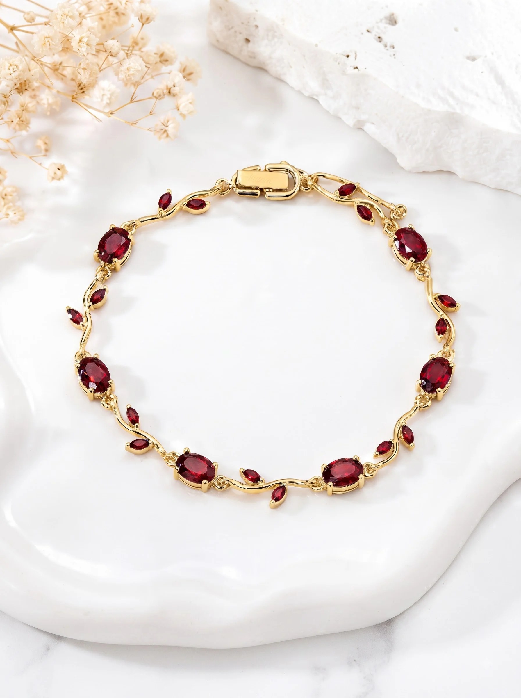 Ruby Red Floral Vine Bracelet - Image 3