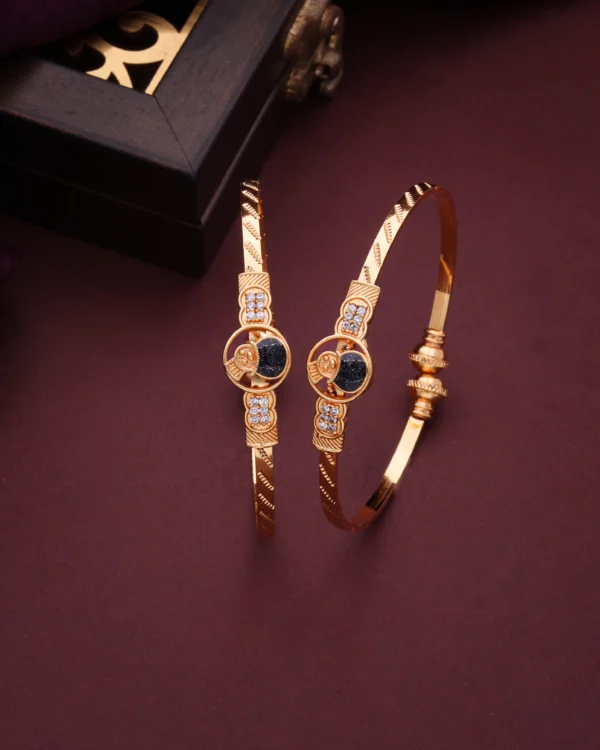 Golden Black Clover Charm Bangle Pair
