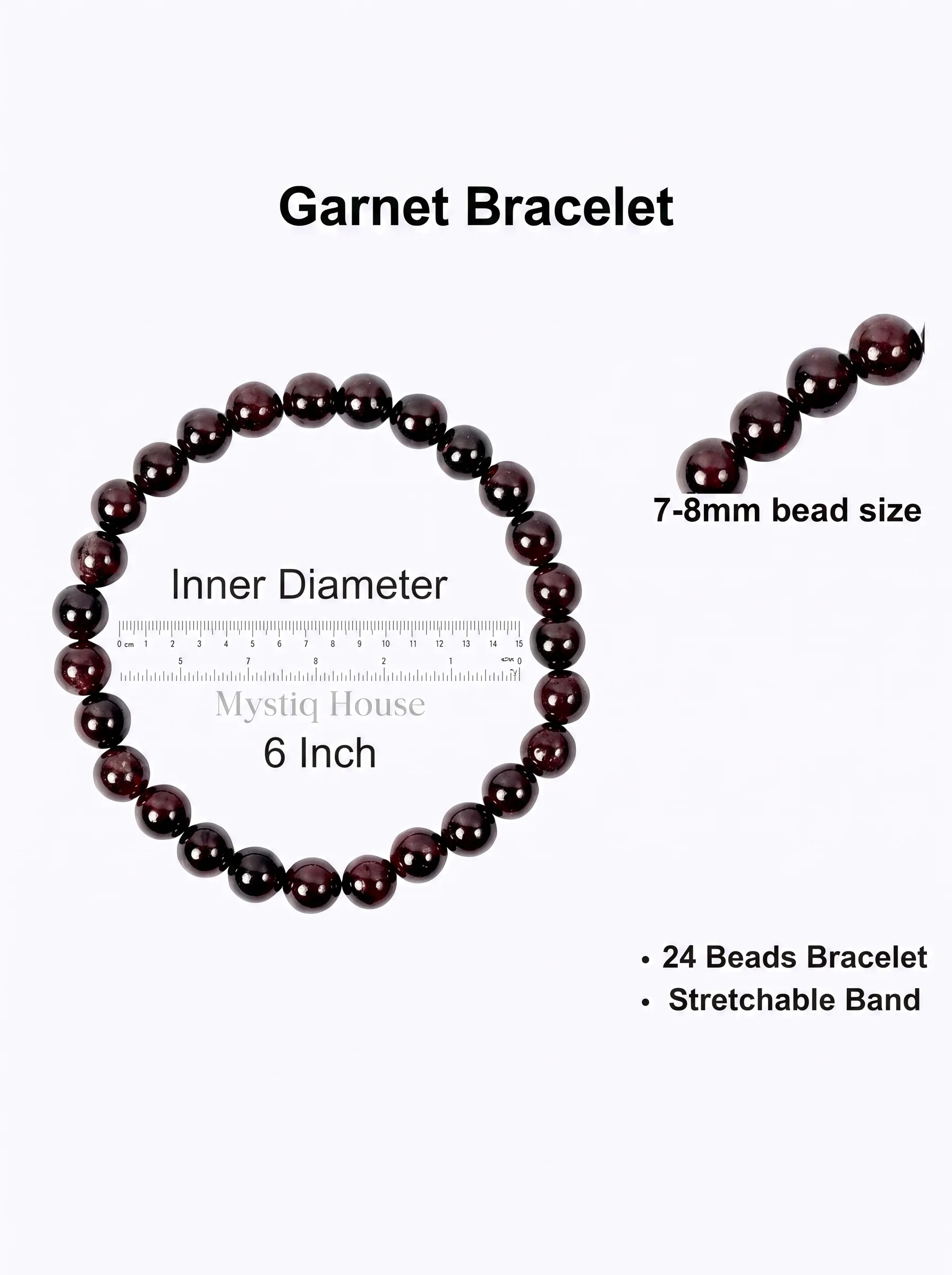 Natural Garnet Gemstone Beaded Bracelet - Image 3