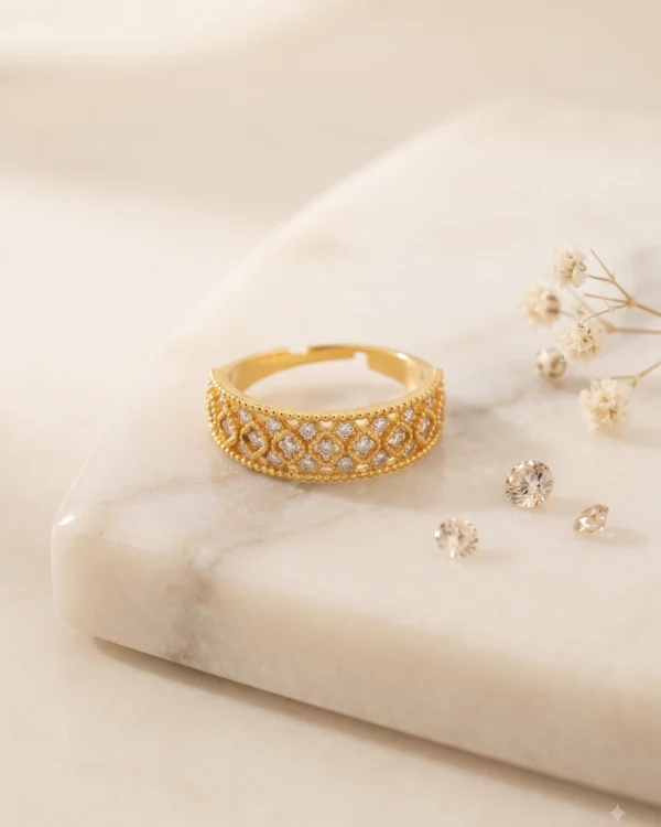 Crystal Lattice Gold Ring