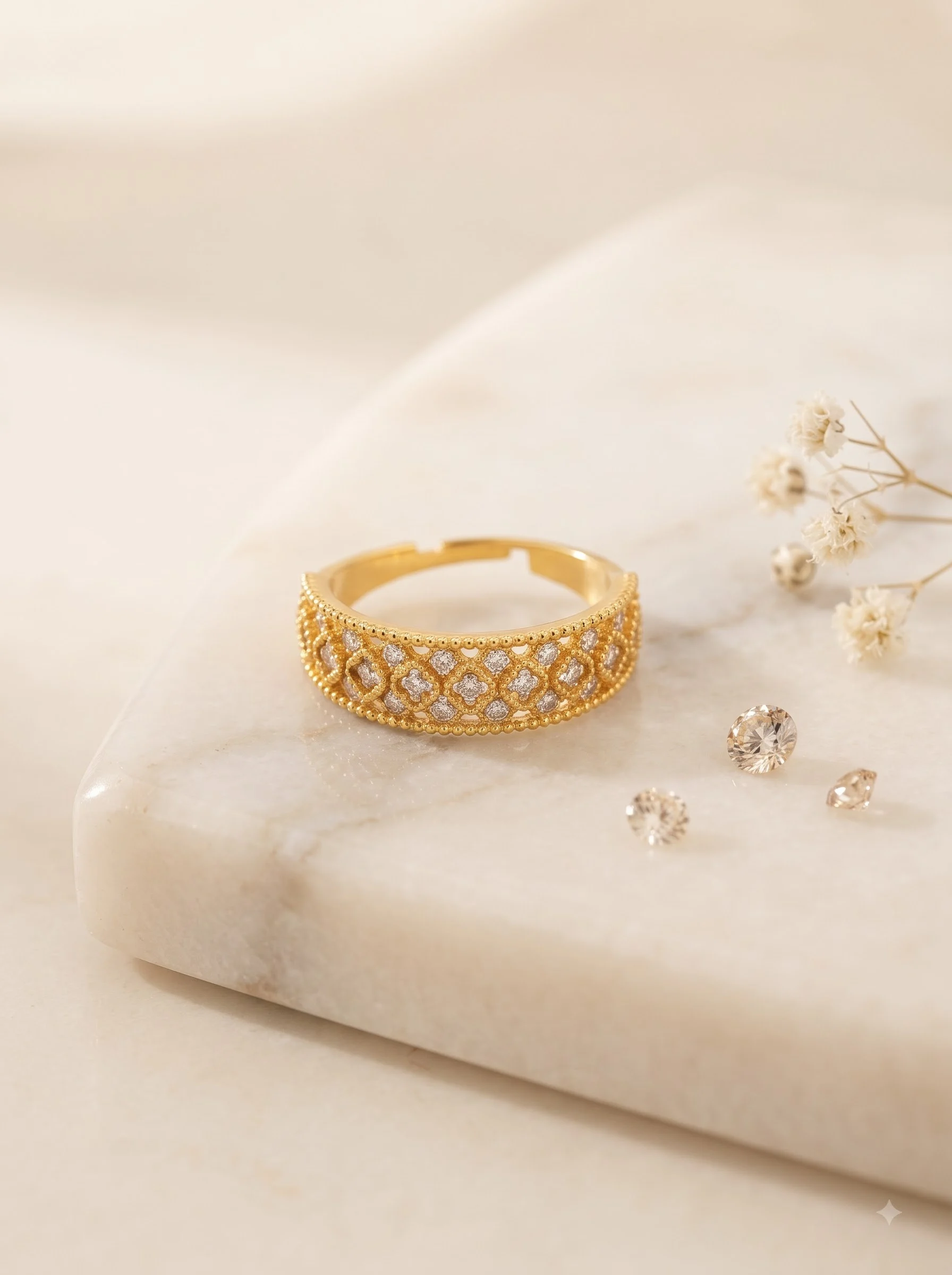 Crystal Lattice Gold Ring
