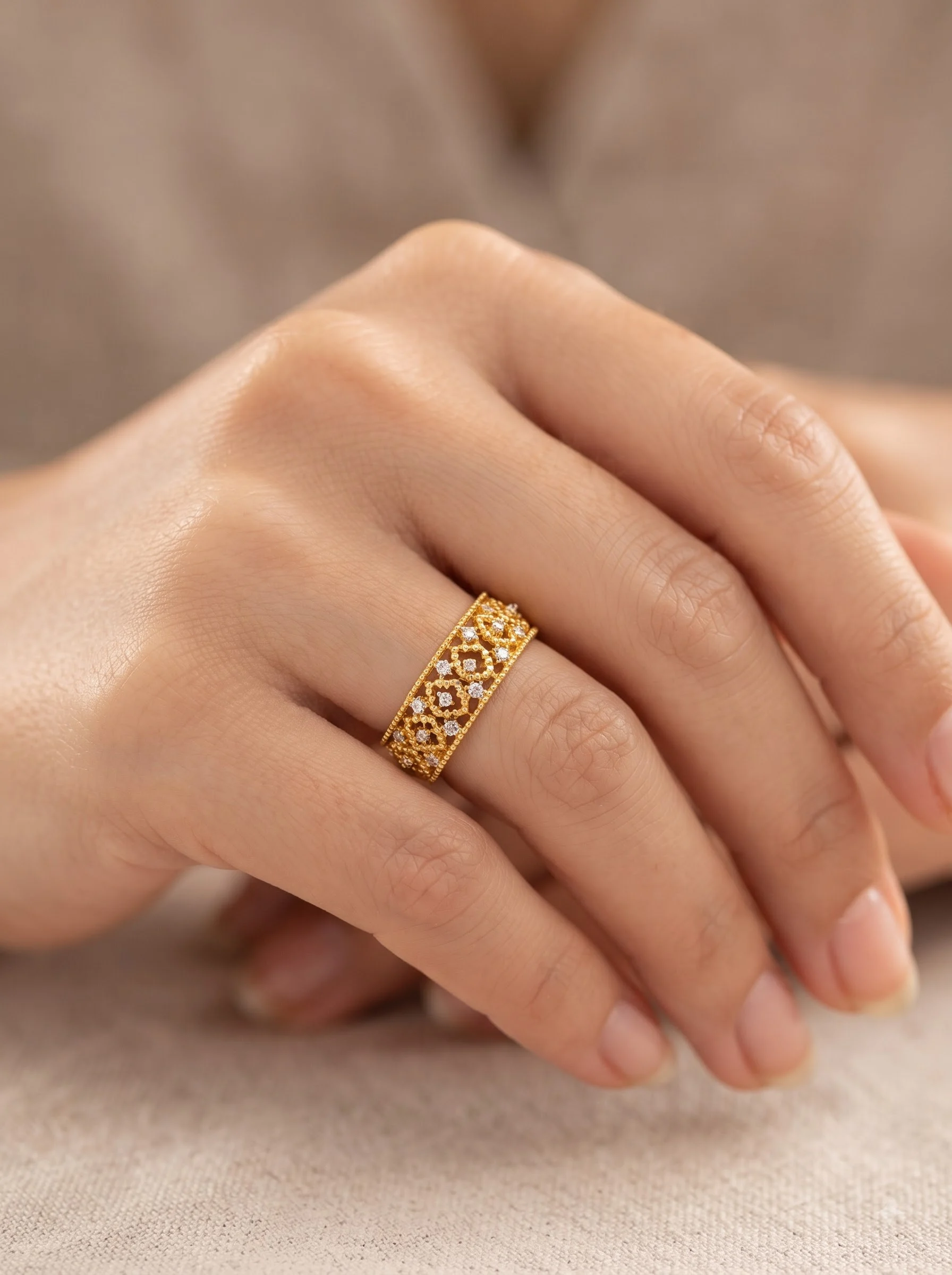 Crystal Lattice Gold Ring - Image 5