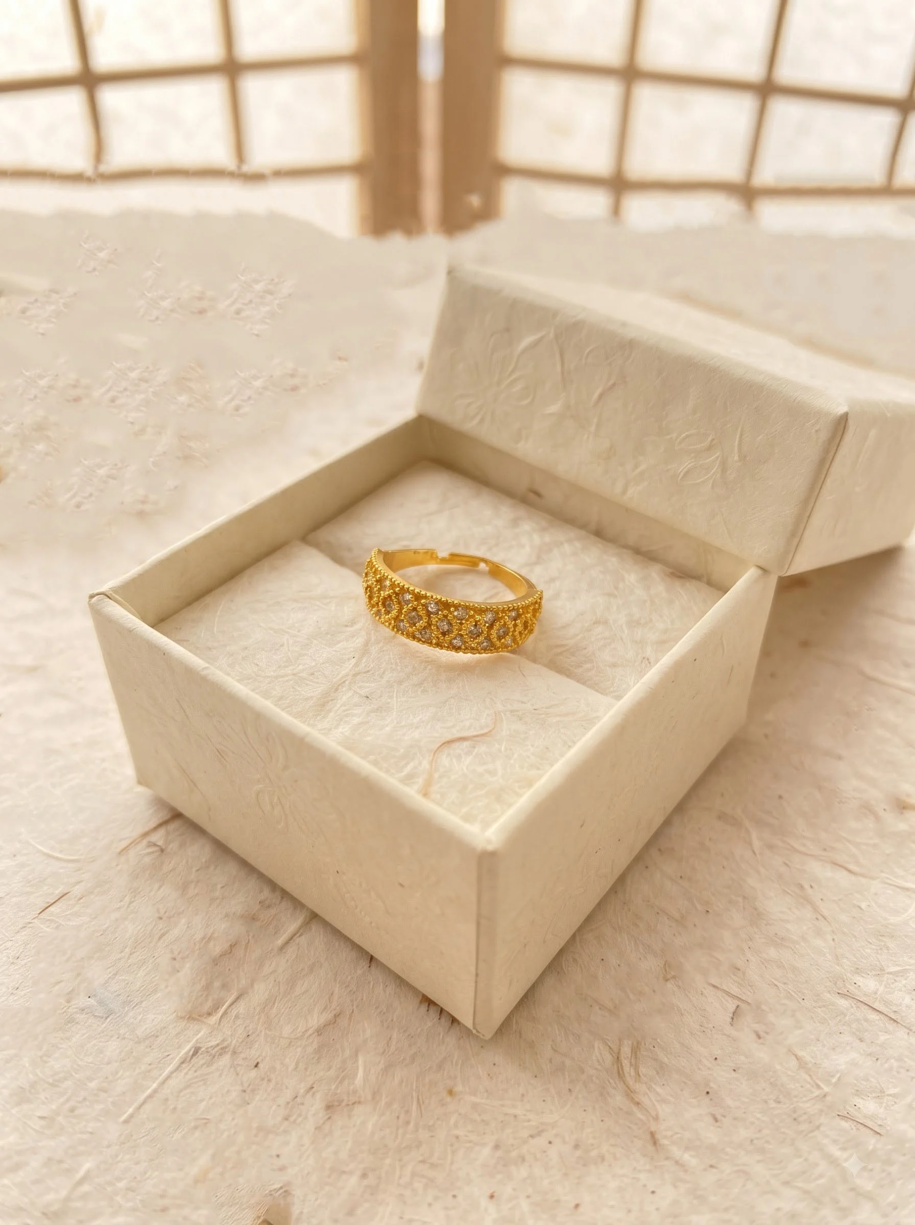 Crystal Lattice Gold Ring - Image 2