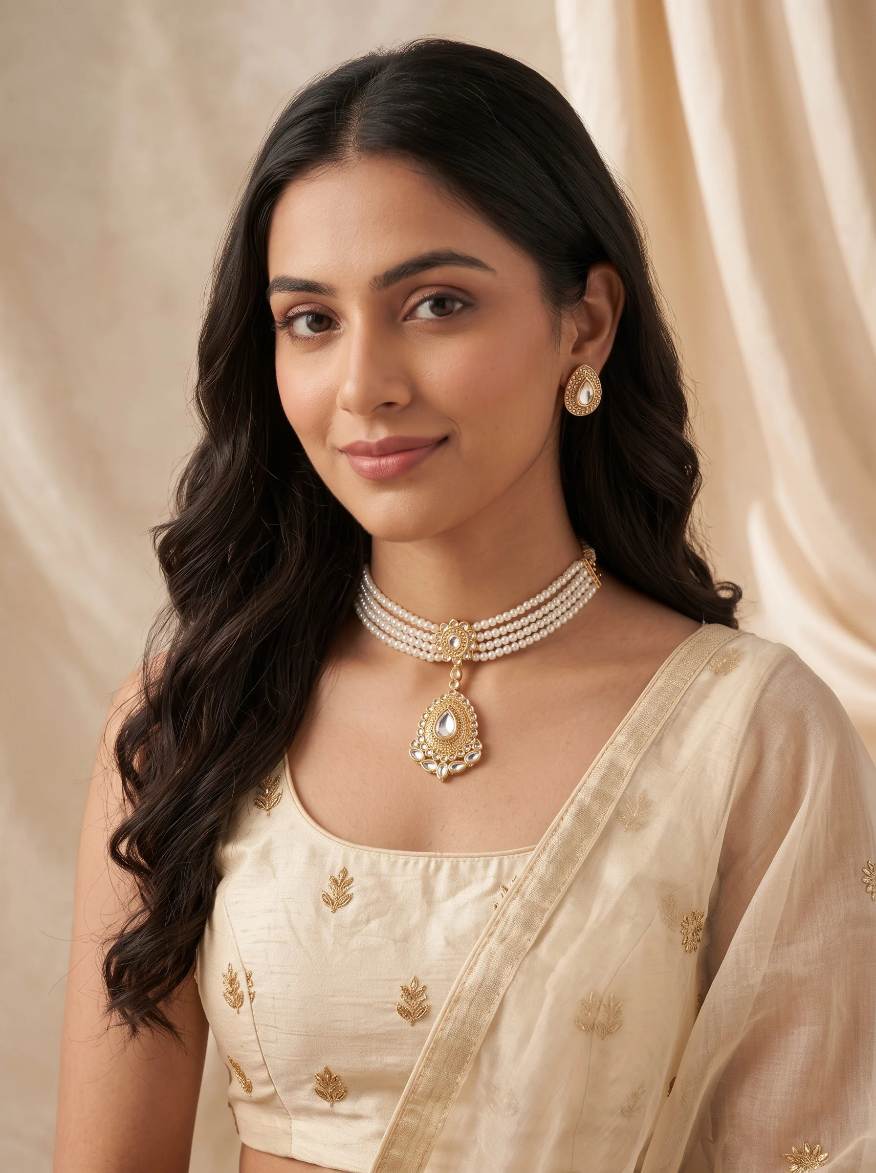 Pearl Drop Choker Necklace Set - Image 6