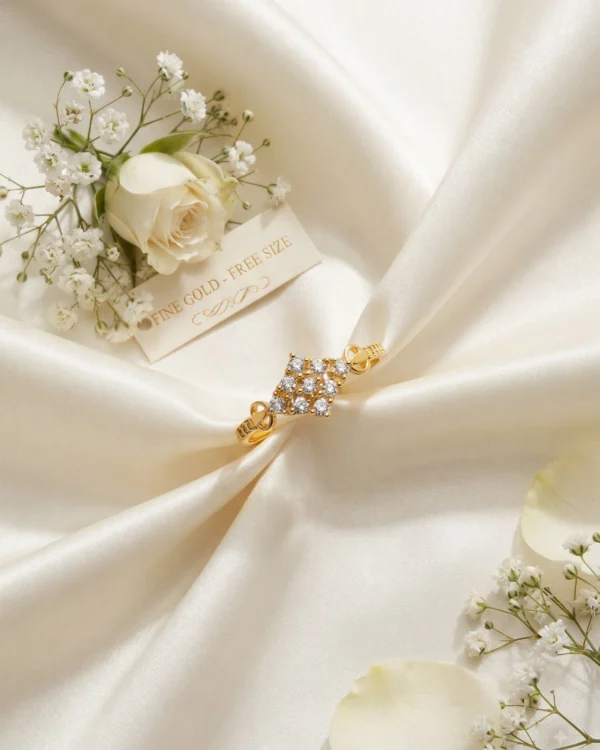 Floral Crystal Gold Ring