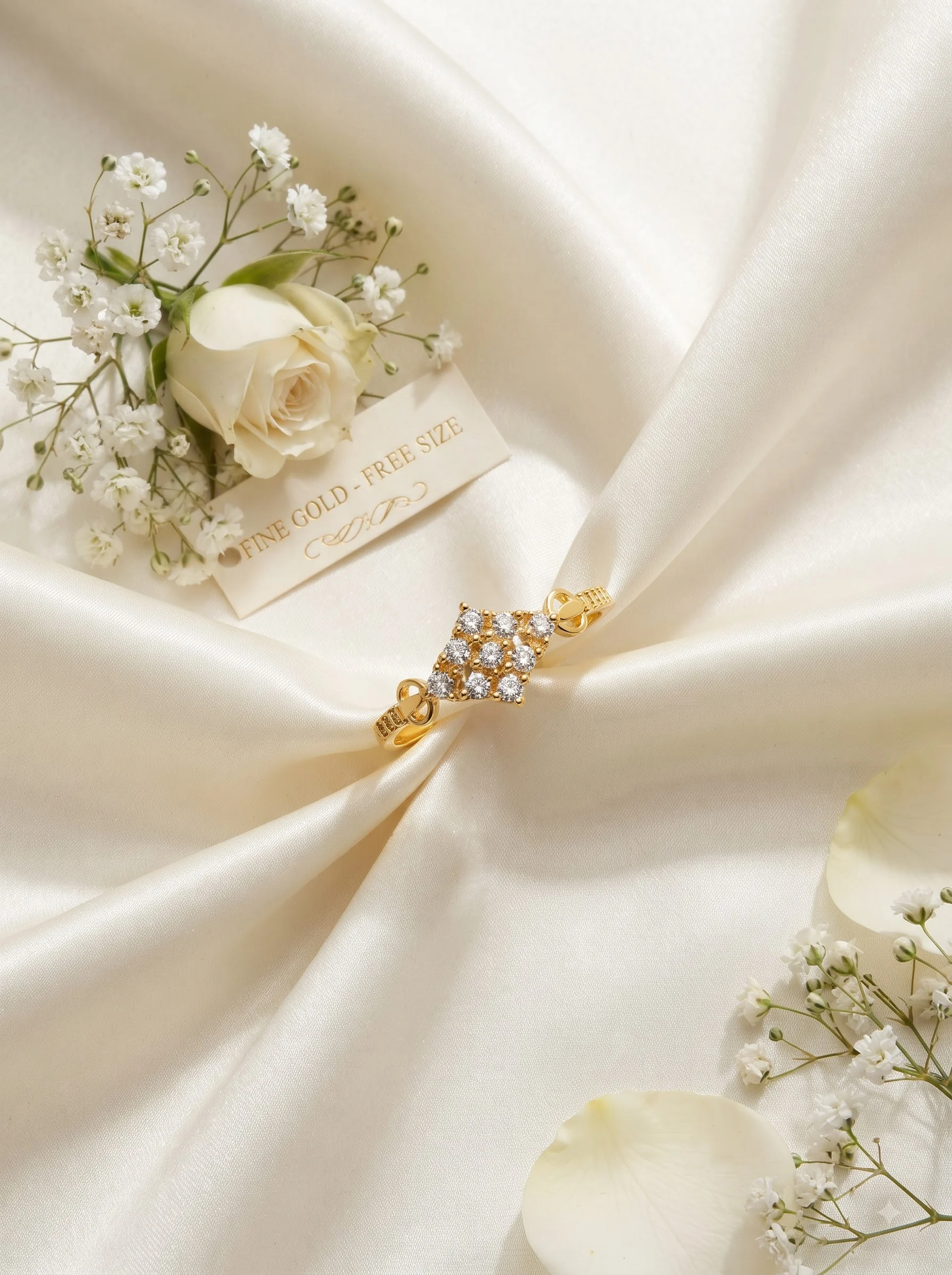 Floral Crystal Gold Ring