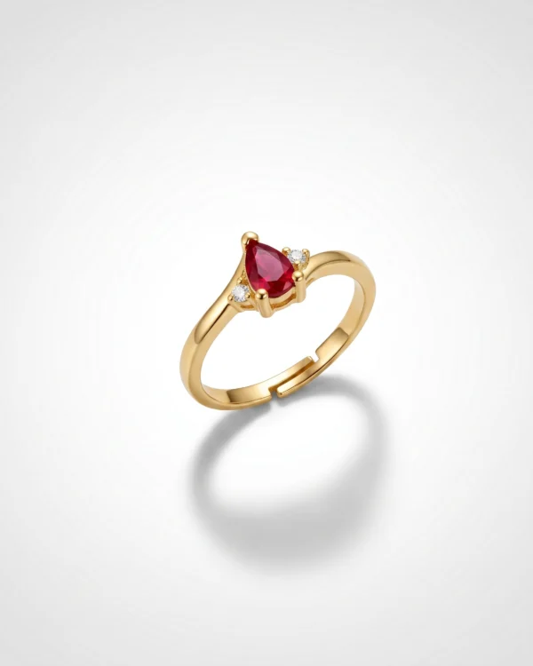 Ruby Teardrop Gold Ring