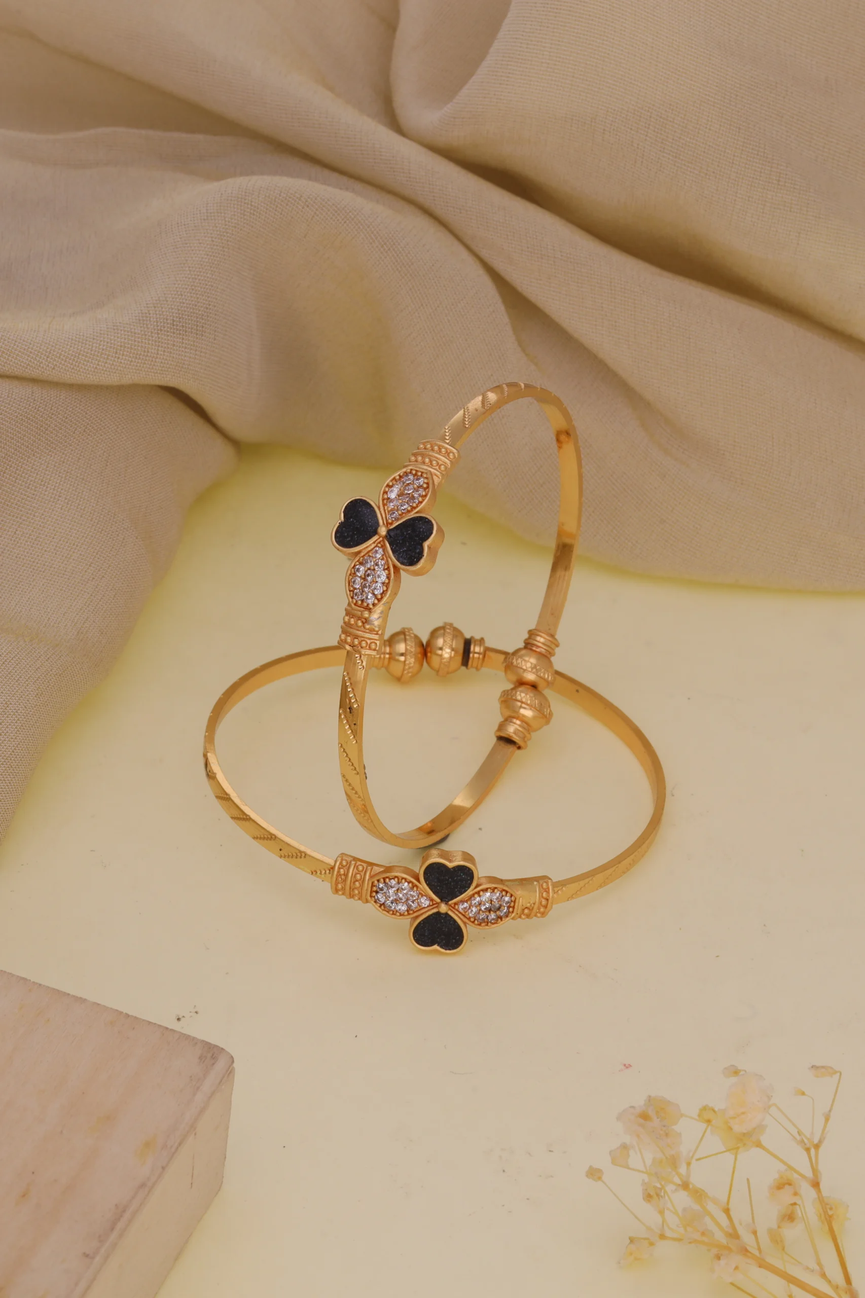 Golden Black Butterfly Bangle Pair - Image 6
