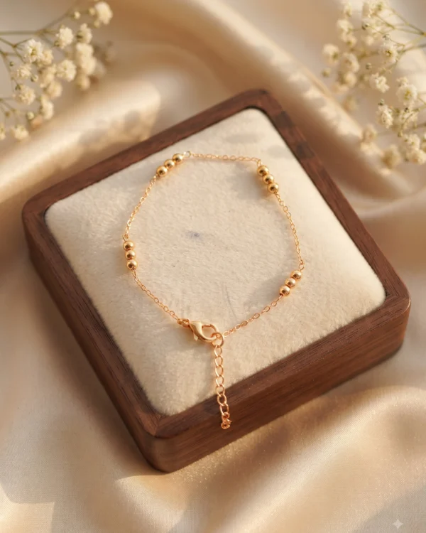 Gold-Tone Beaded Adjustable Chain Bracelet